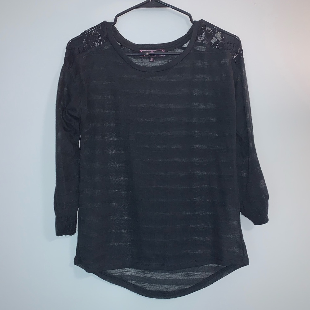 Sheer Striped Black Top
